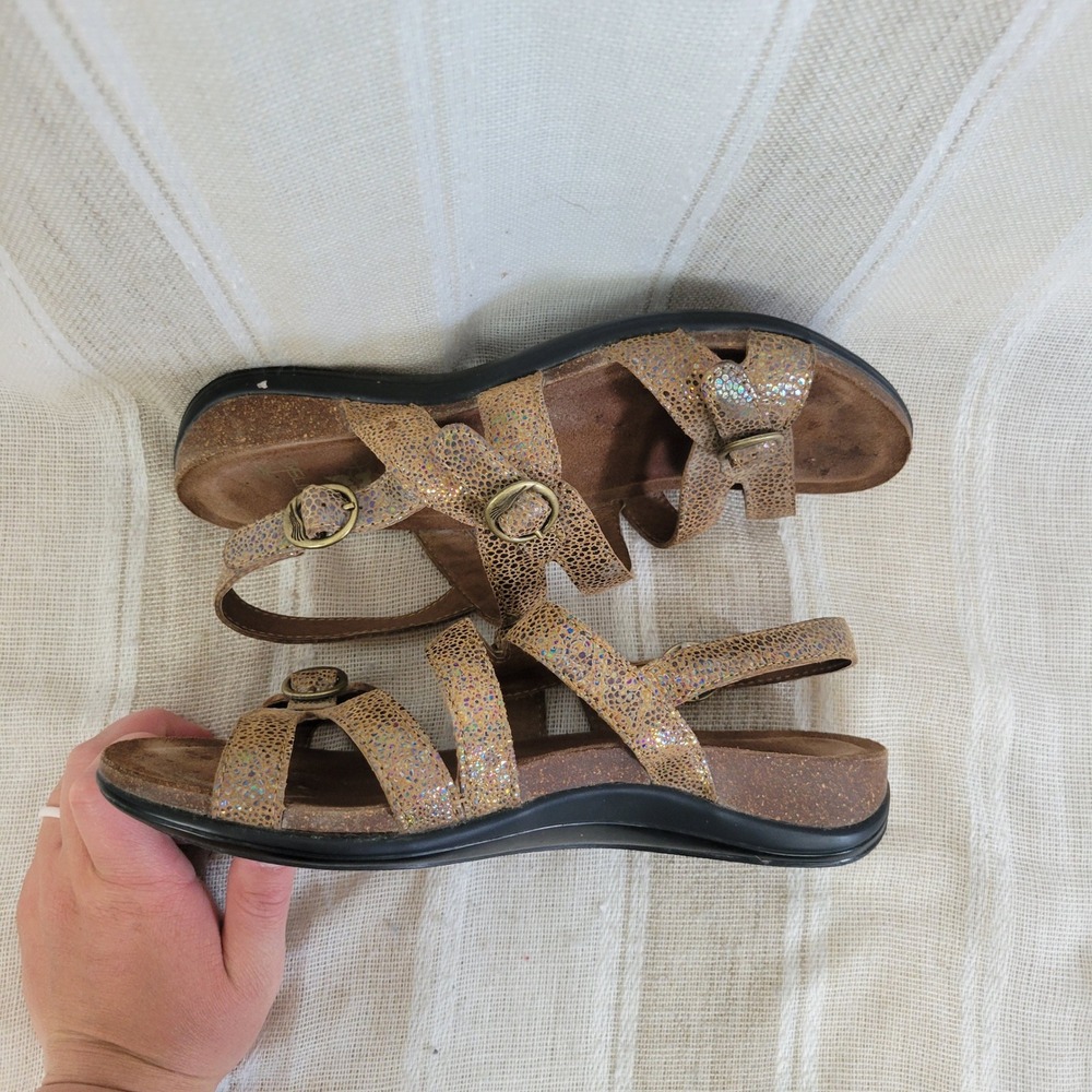 Dansko Jameson Strappy Leather Sandals Tan Metallic Shimmer Size 38 US 8 - Picture 9 of 9